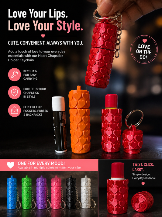 Heart Chapstick Holder Keychain